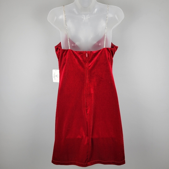 NWT Windsor Size L Velvet Rhinestone Strap Mini Dress - Picture 2 of 10